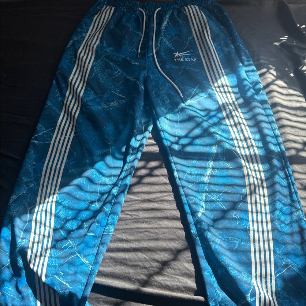 THE BEAT Blue Joggers with White Stripes